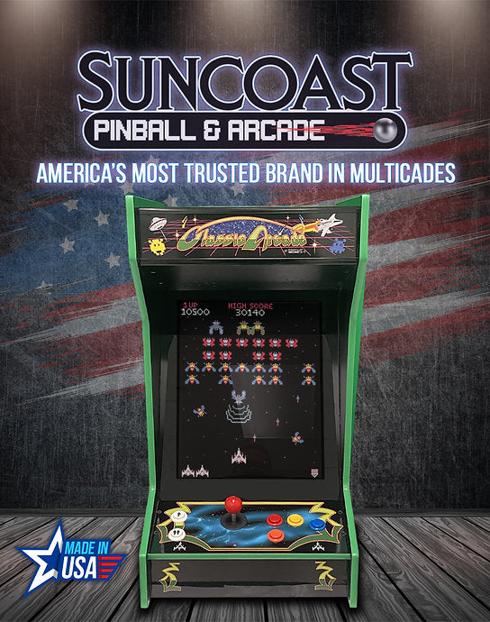 SUNCOAST Tabletop Black Classic Arcade Machine | Lit Marquee | 412 Games