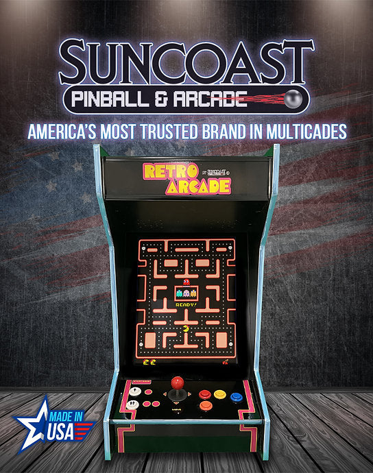 SUNCOAST Tabletop Retro Black Arcade Machine | Lit Marquee | 412 Games