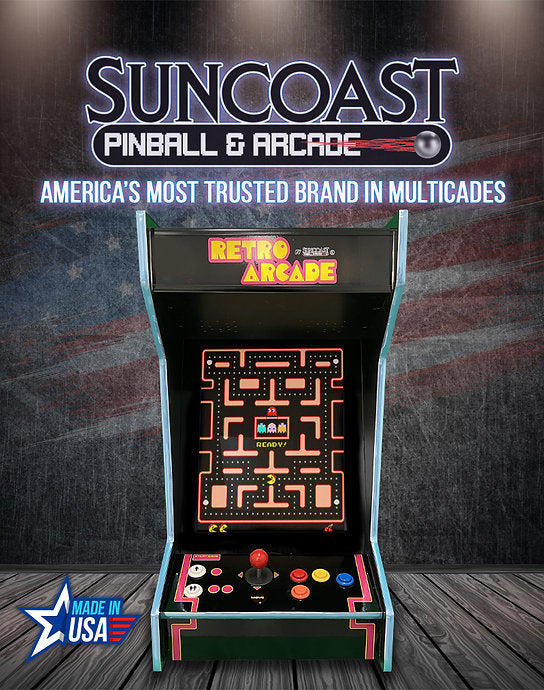 SUNCOAST Tabletop Retro Black Arcade Machine | Lit Marquee | 60 Games