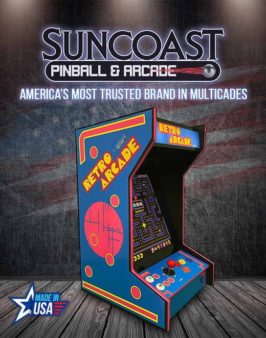 SUNCOAST Tabletop Retro Blue Arcade Machine | Lit Marquee | 412 Games
