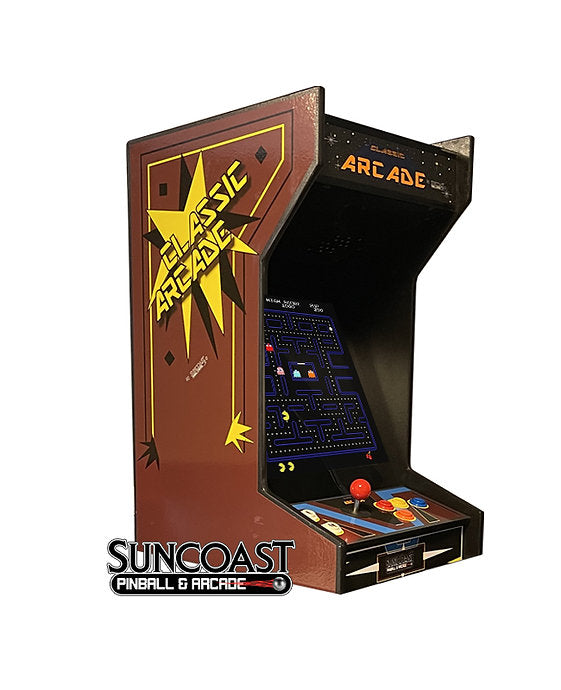 SUNCOAST Tabletop Brown Classic Arcade Machine | Lit Marquee | 60 Games