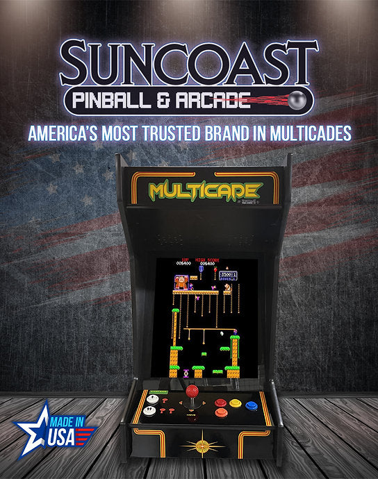 SUNCOAST Tabletop Multicade Arcade Machine | Lit Marquee | 60 Games