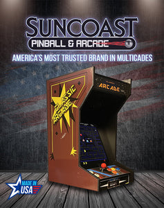 SUNCOAST Tabletop Brown Classic Arcade Machine | Lit Marquee | 60 Games