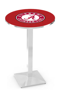 University of Alabama (Script A) 30" Top Pub Table with Chrome Finish