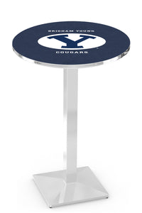 Brigham Young University 30" Top Pub Table with Chrome Finish