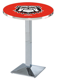 University of Georgia (Bulldog) 30" Top Pub Table with Chrome Finish