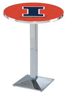 University of Illinois 30" Top Pub Table with Chrome Finish