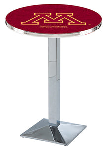 University of Minnesota 30" Top Pub Table with Chrome Finish