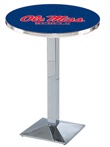 University of Mississippi 30" Top Pub Table with Chrome Finish