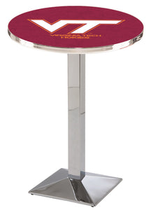 Virginia Tech University 30" Top Pub Table with Chrome Finish