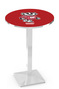 University of Wisconsin (W) 30" Top Pub Table with Chrome Finish