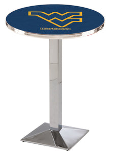 West Virginia University 30" Top Pub Table with Chrome Finish