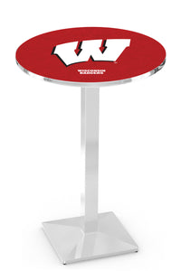 University of Wisconsin (W) 30" Top Pub Table with Chrome Finish