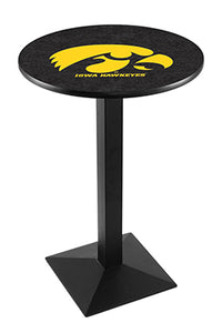 University of Iowa 30" Top Pub Table with Black Wrinkle Finish