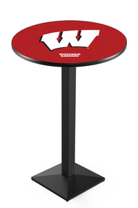University of Wisconsin (W) 30" Top Pub Table with Black Wrinkle Finish