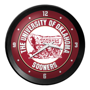 Oklahoma Sooners: Wagon - Ribbed Frame Wall Clock Default Title