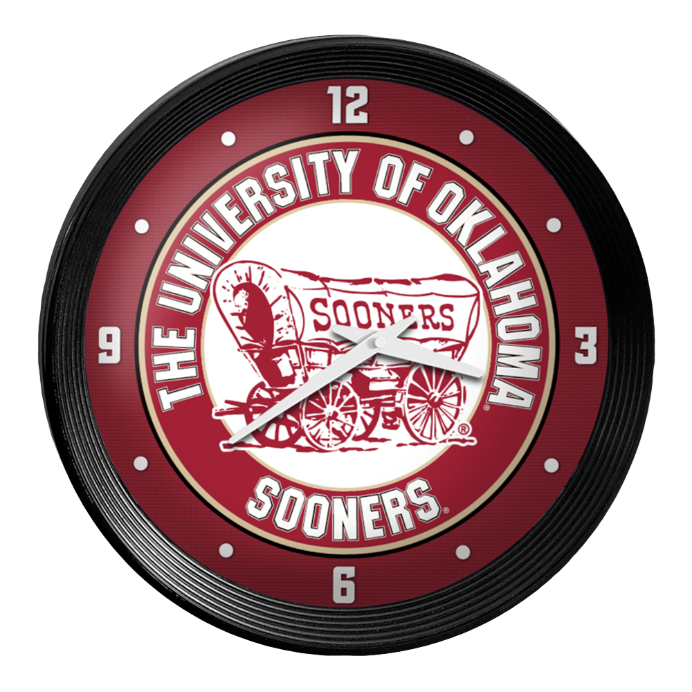 Oklahoma Sooners: Wagon - Ribbed Frame Wall Clock Default Title