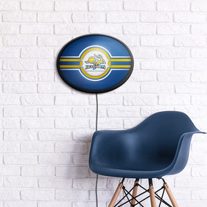 South Dakota State Jackrabbits: Oval Slimline Lighted Wall Sign Blue