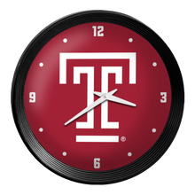 Load image into Gallery viewer, Temple Owls: Ribbed Frame Wall Clock Red