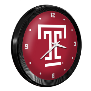 Temple Owls: Ribbed Frame Wall Clock Red