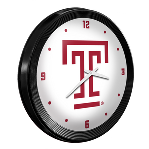 Temple Owls: Ribbed Frame Wall Clock White