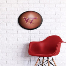 Load image into Gallery viewer, Virginia Tech Hokies: Pigskin - Oval Slimline Lighted Wall Sign - The Fan-Brand