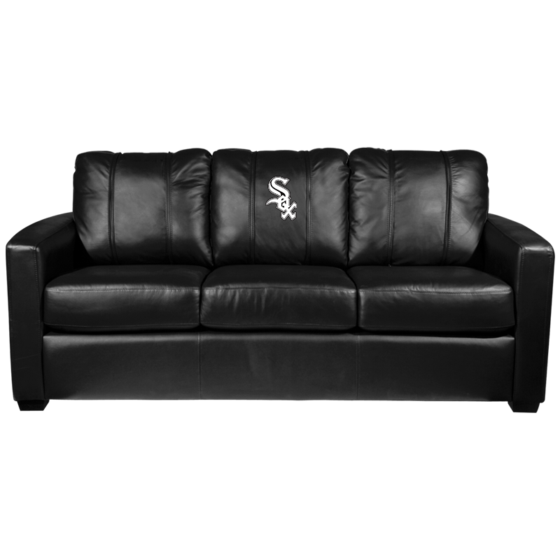 Silver Sofa with Chicago White Sox Primary Logo Panel