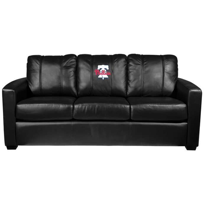 Silver Sofa with Philadelphia Phillies Primary Logo Panel