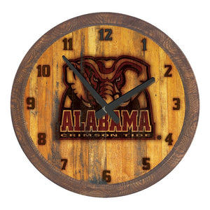 Alabama Crimson Tide: Al Logo - Branded "Faux" Barrel Top Wall Clock - The Fan-Brand