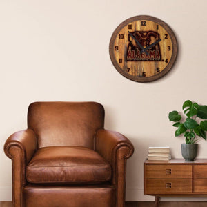 Alabama Crimson Tide: Al Logo - Branded "Faux" Barrel Top Wall Clock - The Fan-Brand