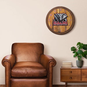 Alabama Crimson Tide: Al Logo - "Faux" Barrel Top Wall Clock - The Fan-Brand