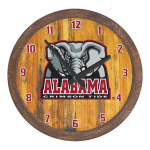 Alabama Crimson Tide: Al Logo - "Faux" Barrel Top Wall Clock - The Fan-Brand