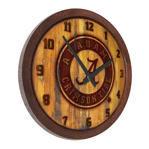 Alabama Crimson Tide: Seal - Branded "Faux" Barrel Top Wall Clock - The Fan-Brand