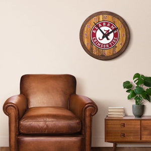 Alabama Crimson Tide: Seal - "Faux" Barrel Top Wall Clock - The Fan-Brand