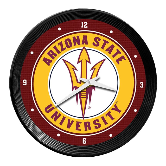 Arizona State Sun Devils: Ribbed Frame Wall Clock - The Fan-Brand