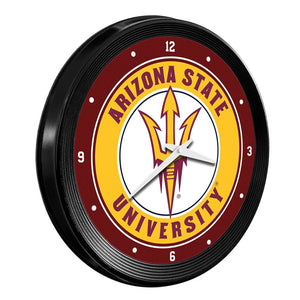Arizona State Sun Devils: Ribbed Frame Wall Clock - The Fan-Brand