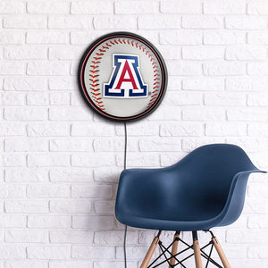 Arizona Wildcats: Baseball - Round Slimline Lighted Wall Sign - The Fan-Brand