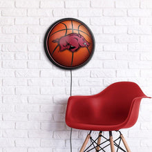 Load image into Gallery viewer, Arkansas Razorbacks: Basketball - Round Slimline Lighted Wall Sign - The Fan-Brand