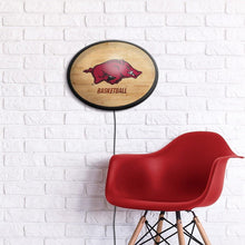 Load image into Gallery viewer, Arkansas Razorbacks: Hardwood - Oval Slimline Lighted Wall Sign - The Fan-Brand