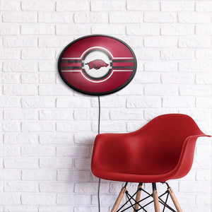 Arkansas Razorbacks: Oval Slimline Lighted Wall Sign - The Fan-Brand