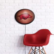 Load image into Gallery viewer, Arkansas Razorbacks: Pigskin - Oval Slimline Lighted Wall Sign - The Fan-Brand