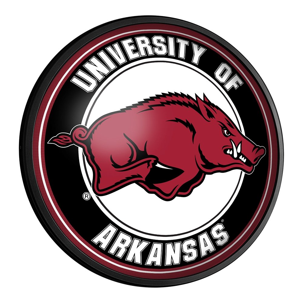 Arkansas Razorbacks: Round Slimline Lighted Wall Sign - The Fan-Brand