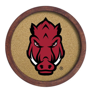 Arkansas Razorbacks: Tusk - "Faux" Barrel Framed Cork Board - The Fan-Brand