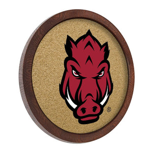 Arkansas Razorbacks: Tusk - "Faux" Barrel Framed Cork Board - The Fan-Brand