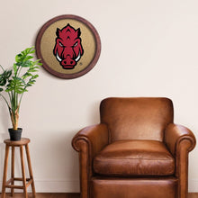 Load image into Gallery viewer, Arkansas Razorbacks: Tusk - &quot;Faux&quot; Barrel Framed Cork Board - The Fan-Brand
