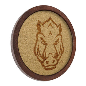 Arkansas Razorbacks: Tusk - "Faux" Barrel Framed Cork Board - The Fan-Brand