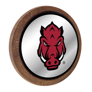 Arkansas Razorbacks: Tusk Stare - Barrel Top Mirrored Wall Sign Black Edge