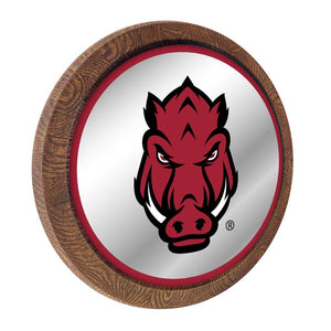 Arkansas Razorbacks: Tusk Stare - Barrel Top Mirrored Wall Sign Red Edge