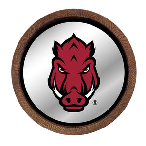 Arkansas Razorbacks: Tusk Stare - Barrel Top Mirrored Wall Sign Black Edge