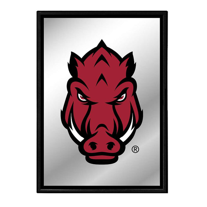 Arkansas Razorbacks: Tusk Stare - Framed Mirrored Wall Sign Black Edge